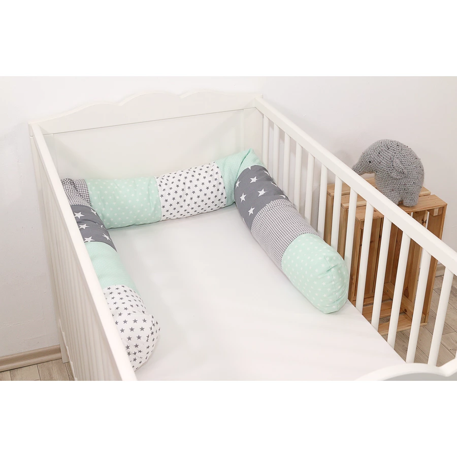 Ullenboom Baby-Bettschlange Mint Grau 200 cm