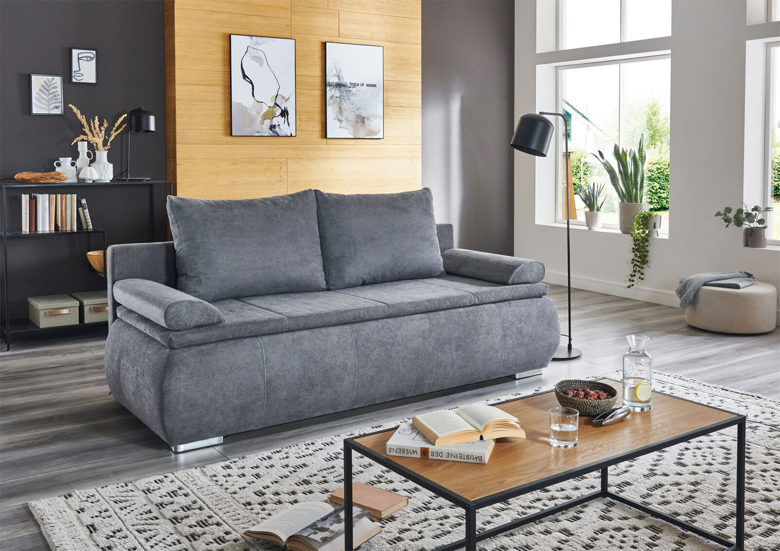 Schlafsofa Lenon 207x94x90 cm Webstoff Grau
