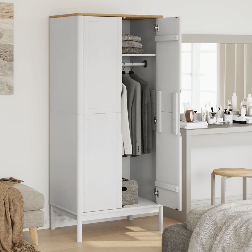 vidaXL FLORO Kledingkast Wit 77x53x171 cm Massief grenenhout