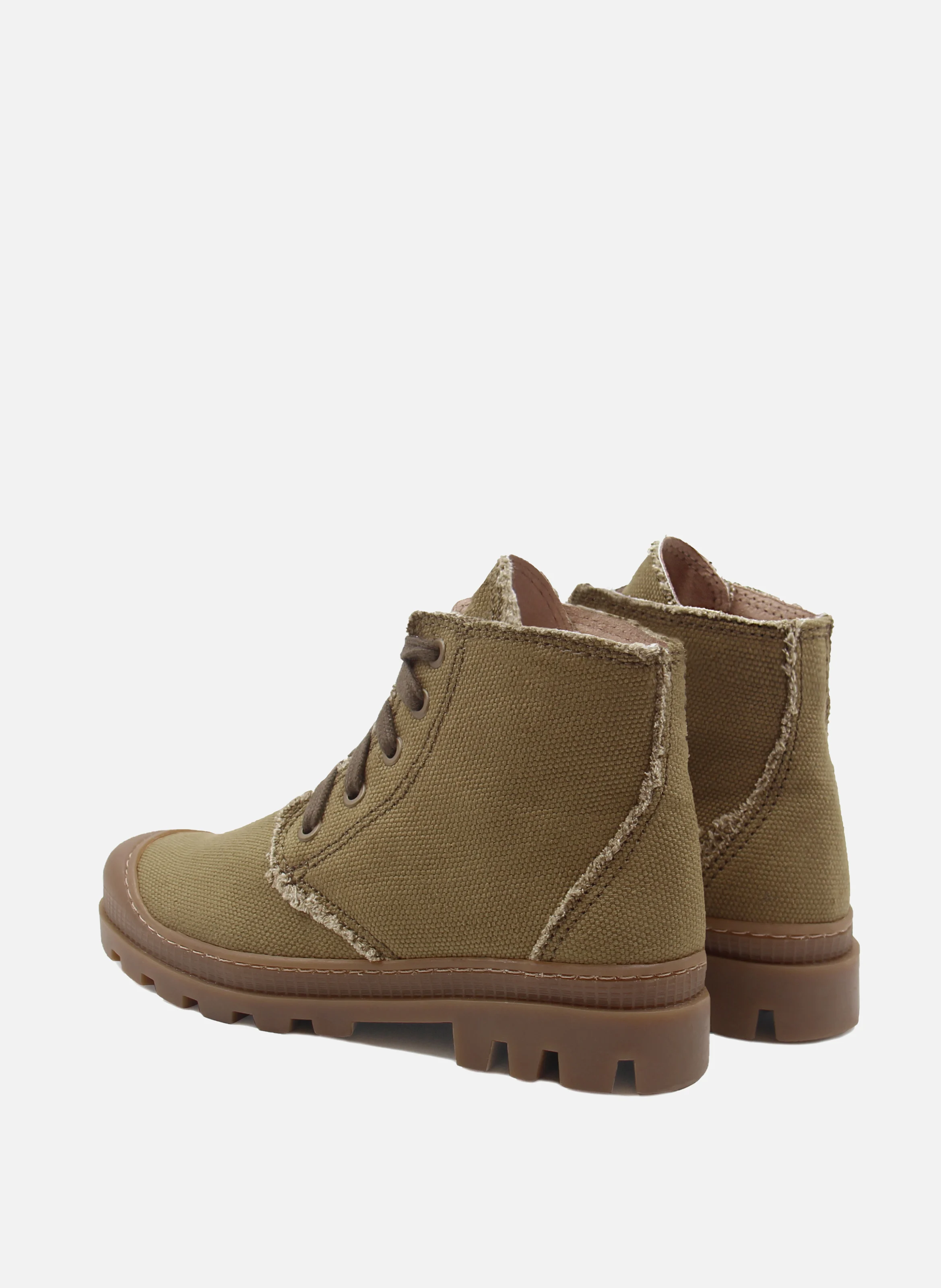 Bottines lacet crantées toile recyclée | Vert