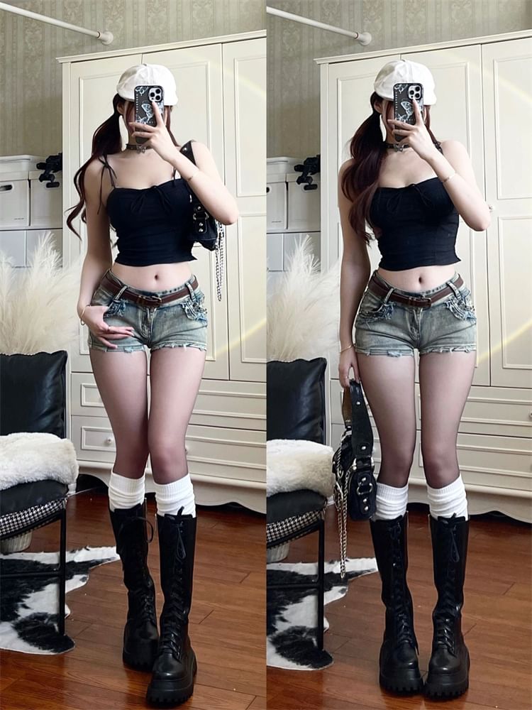 Girliepairs - Lage denim hotpants