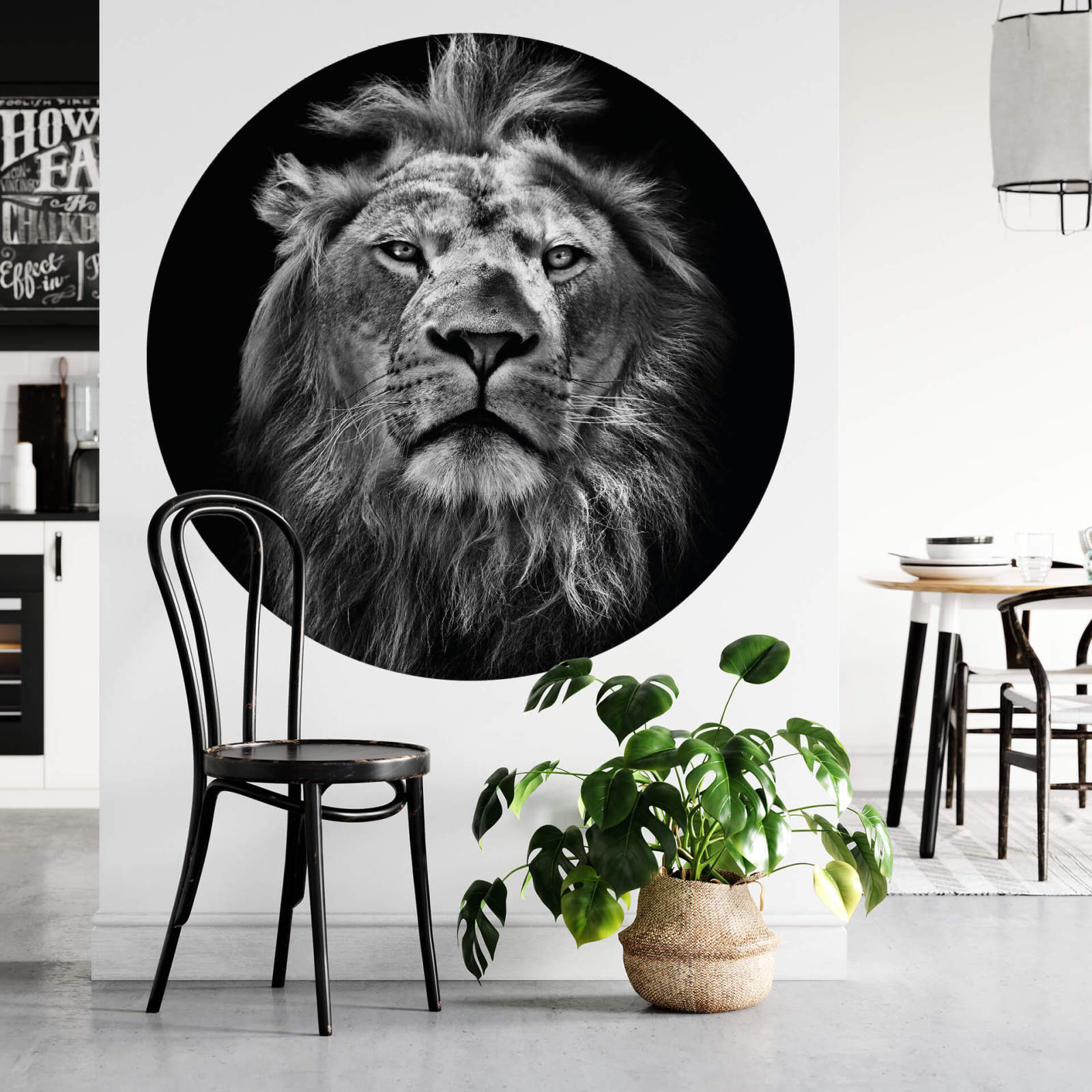 Fototapete DESIGNWALLS 2.0 - schwarz-weiß - Löwe - 1,4 Meter