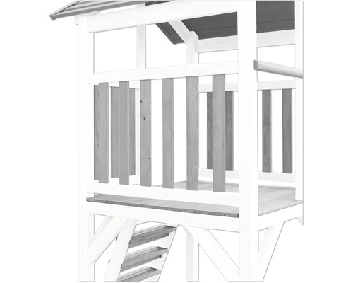 axi Beach speeltoren 519 x 349 cm, houtgrijs, bestaande uit klimwand
