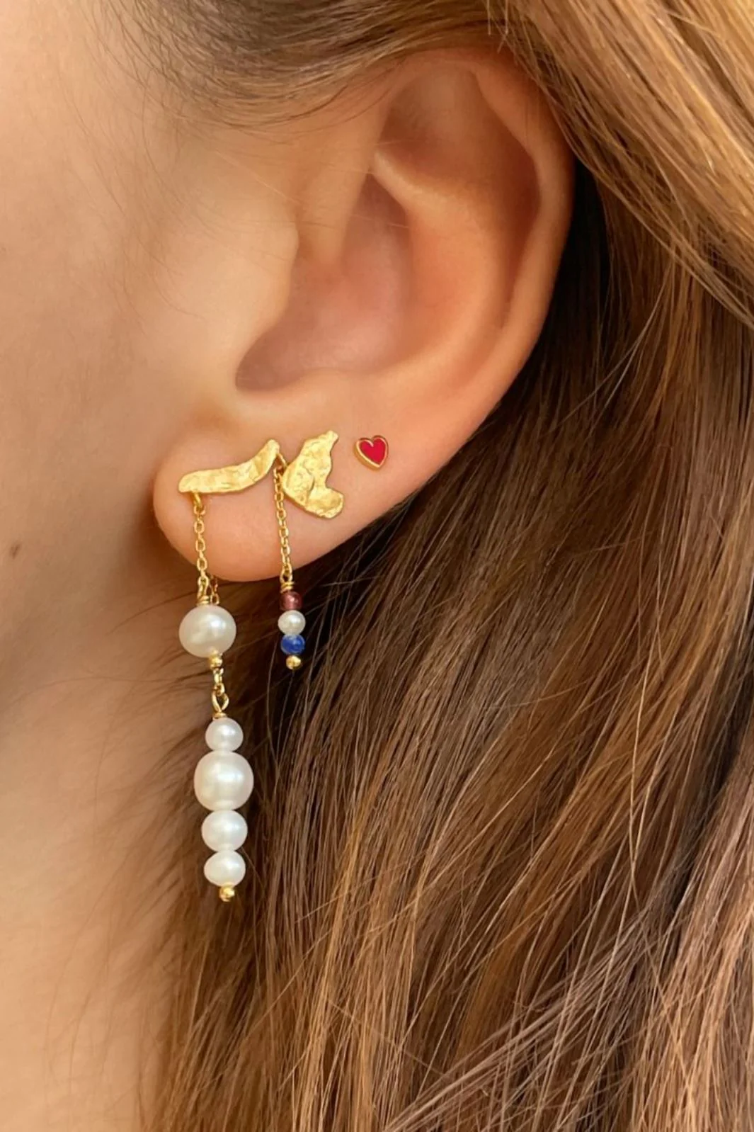 Stine A Petit gold splash Earring Chains & French Kiss 1306-02