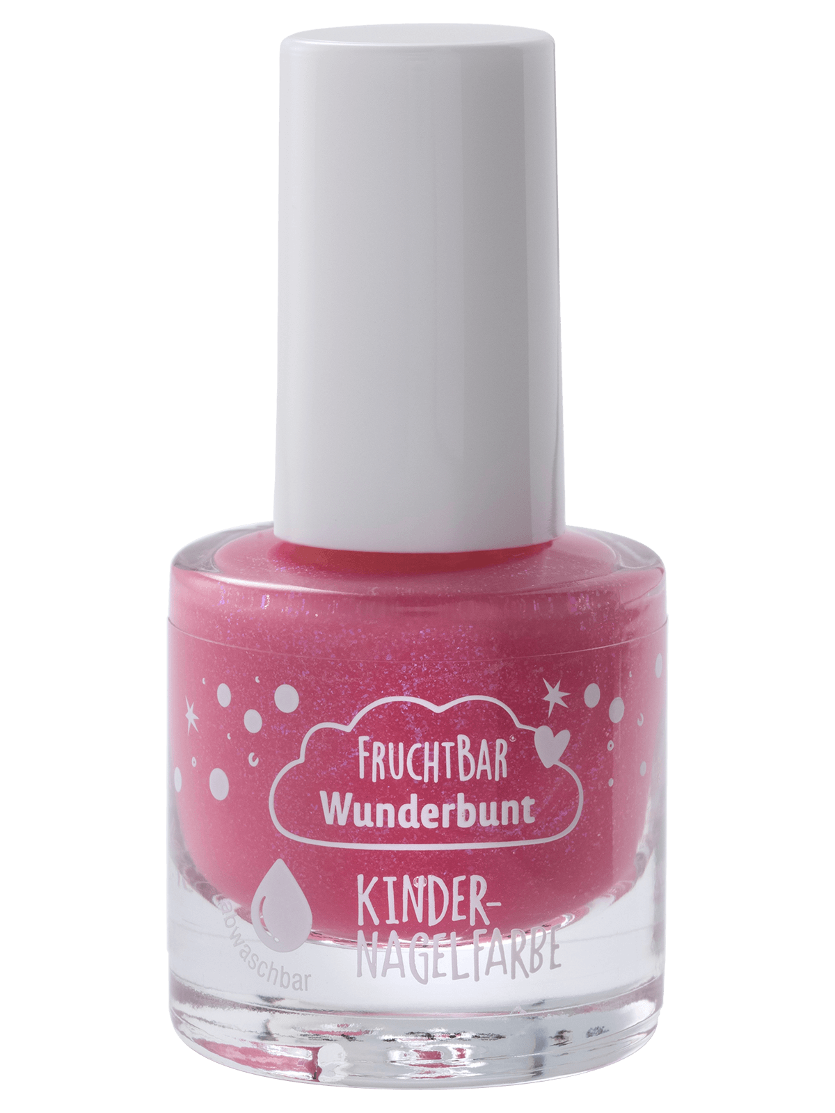 FRUCHTBAR Wunderbunt Kinder Nagelfarbe<br>7 ml, Glasflasche, rock'n rosa mit Glitzer vegan