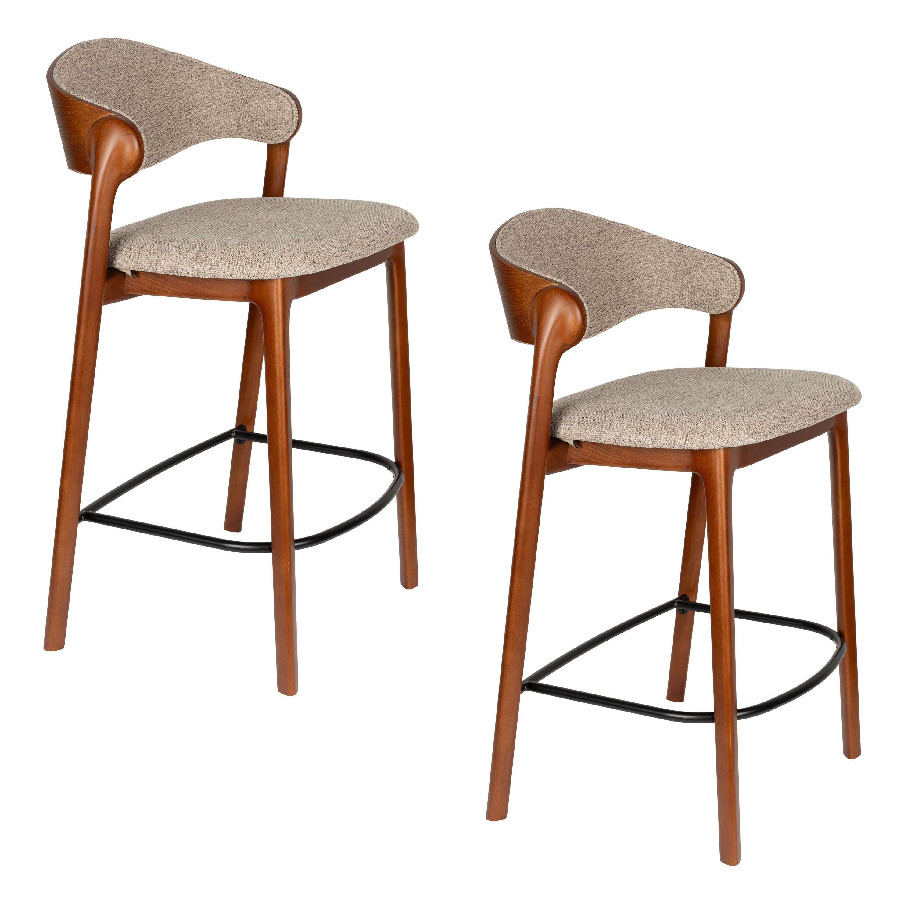 Dutchbone Babington Counter| Barkruk 65 cm Walnoot - Set van 2 - Bruin