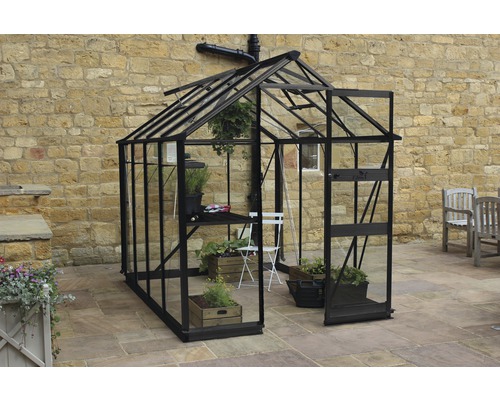 Halls Burford 610 kas, 3 mm veiligheidsglas met fundering, 317x194 cm, zwart