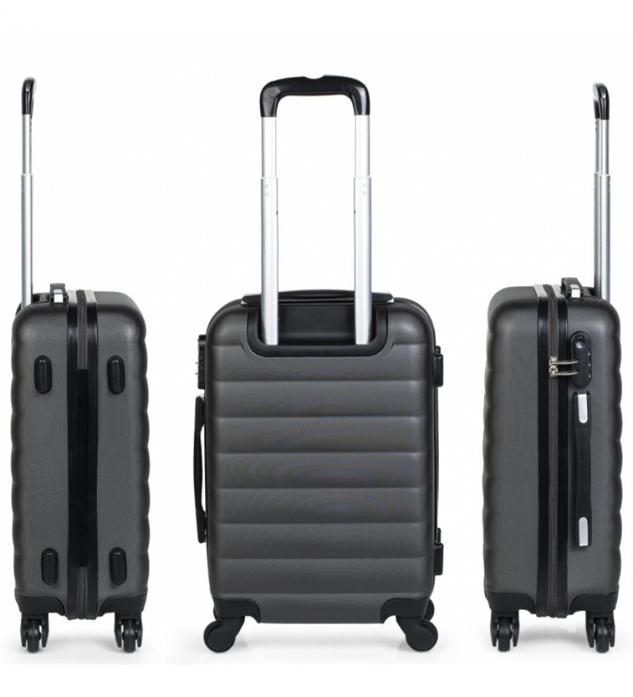 Mala de cabine rígida ITACA com 4 rodas, modelo com rodinhas, cor antracite, modelo 71250 - 55 x 38 x 20 cm -