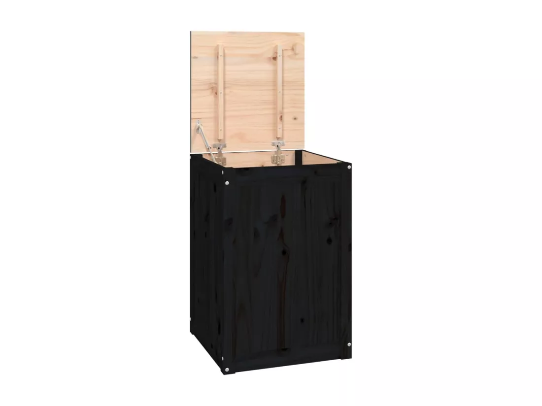 Boîte à linge Noir 44x44x66 Bois massif de pin