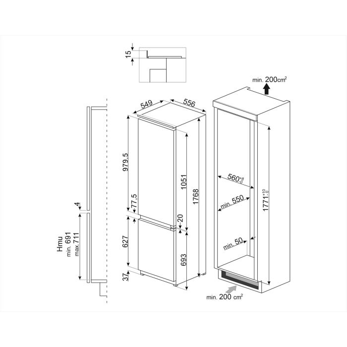 SMEG Einbau-Kühl-Gefrierkombination C8174DN2E