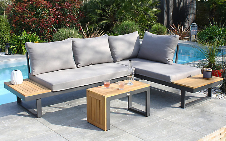 Salon de jardin bas Tokyo aluminium anthracite DCB Garden 4 personnes