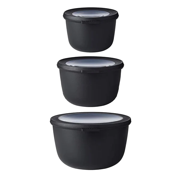 Set de 3 bols hauts Cirqula Nordic Black 500ml, 1000ml, 2000ml Mepal