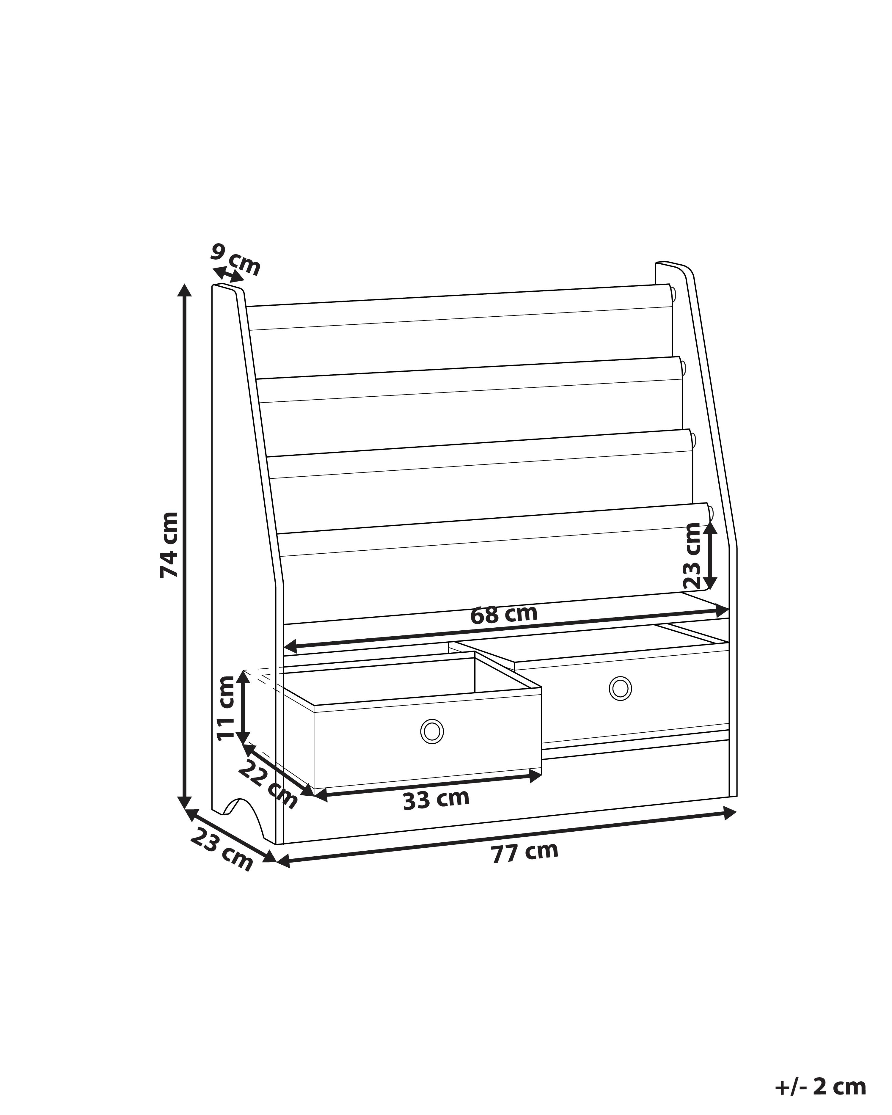Boekenkast met 3 planken TUMBY 74 cm Wit