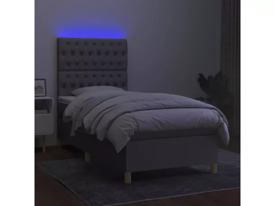 Sommier tapissier avec matelas et LED Gris clair 90x190cm Tissu