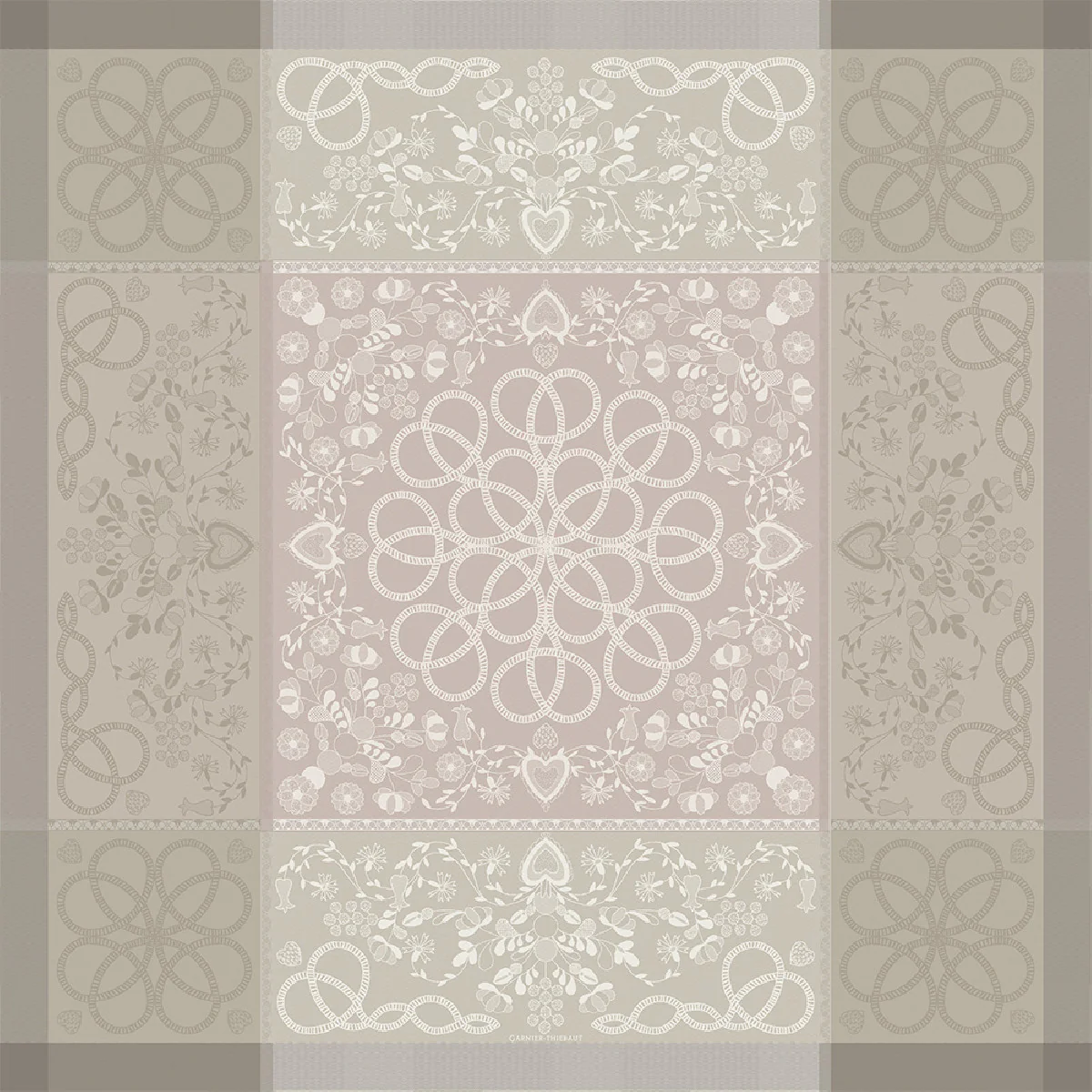 Nappe antitache déperlant pur coton bio beige 115x115 Garnier Thiebaut