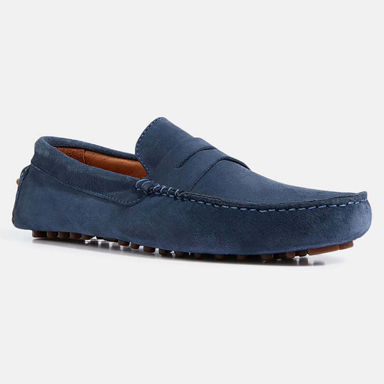 Comptoir GL Mocassins en Velours de Cuir Diego bleu jean