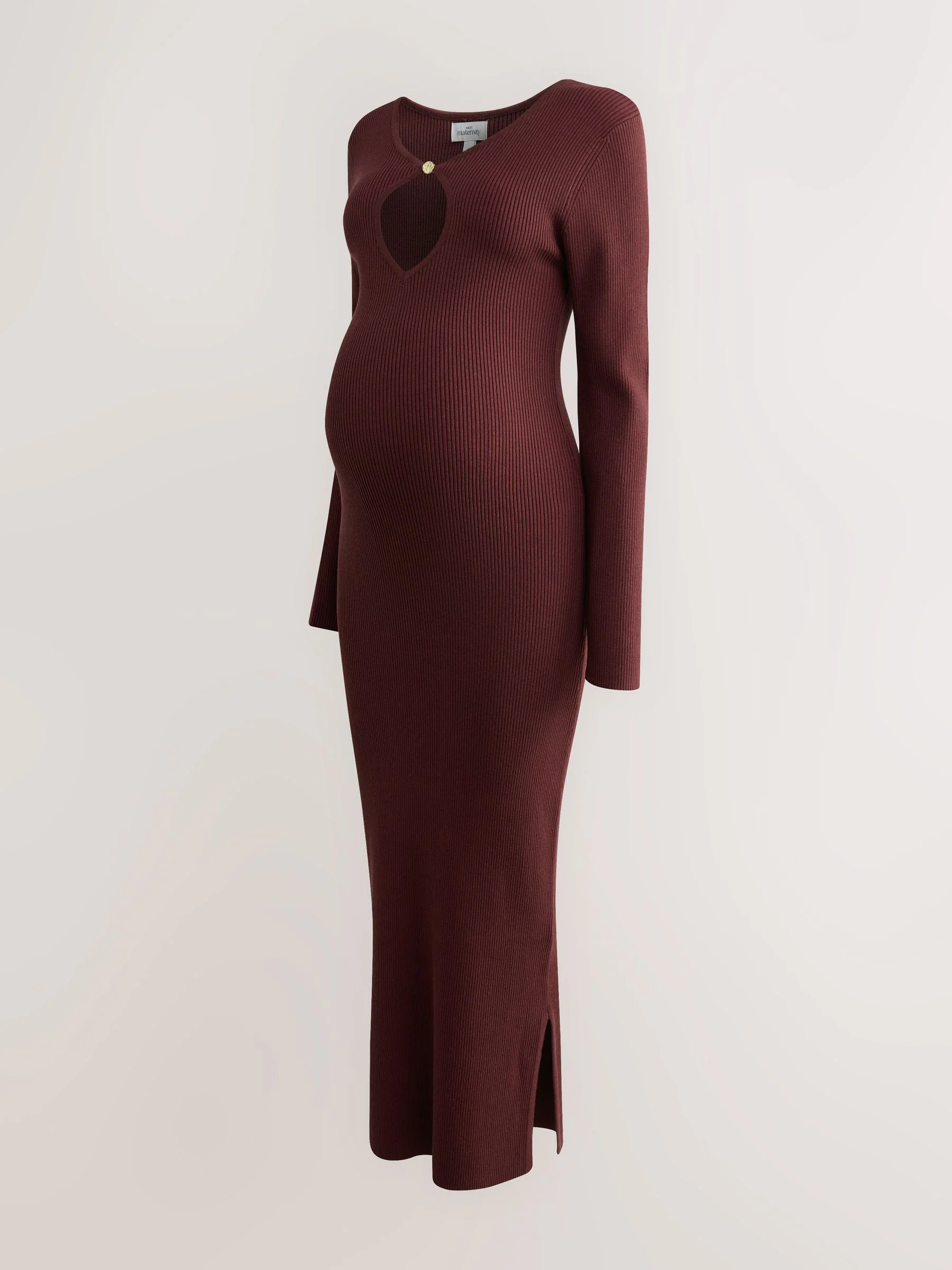 Bordeauxrood - Maternity Knitted Keyhole Dress