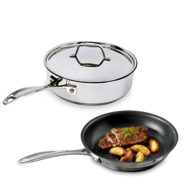 Lot Poêle, sauteuse et couvercle 28 cm Chef Beka