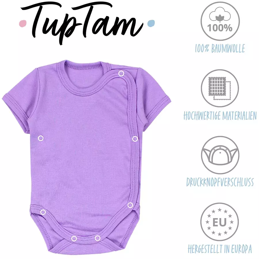 TupTam Baby Mädchen Kurzarm Wickelbody 5er Set rosalila