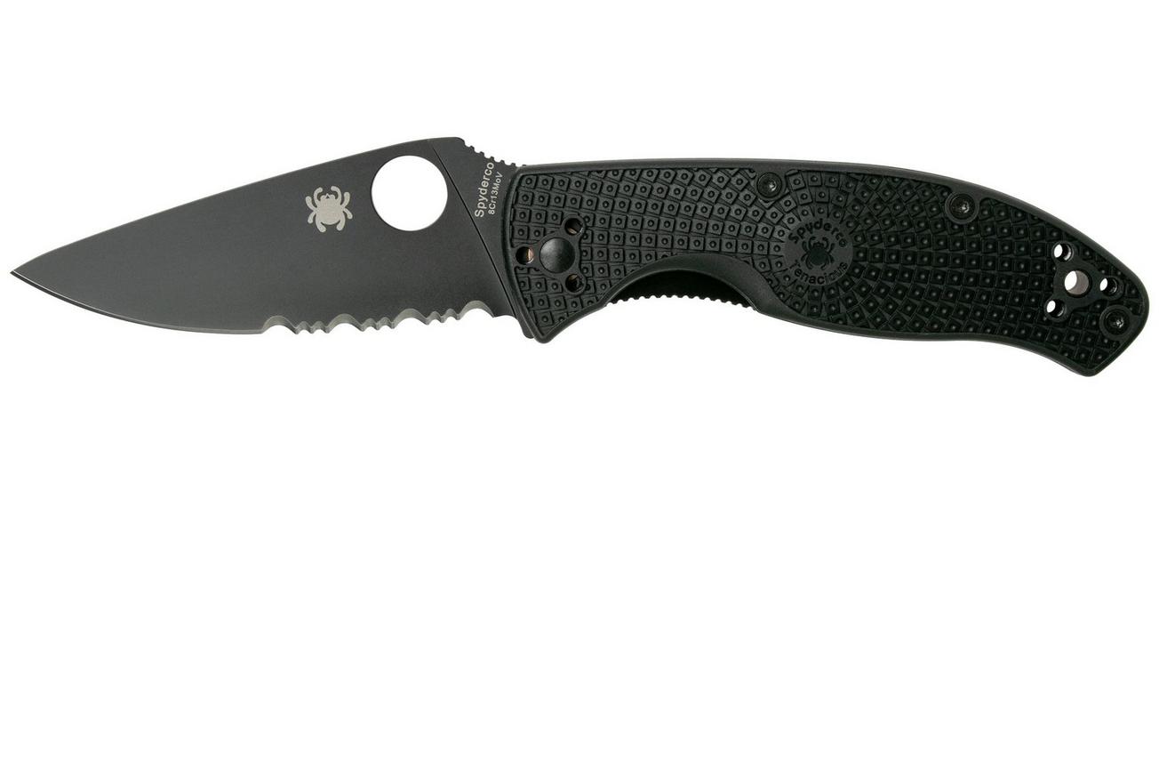 Spyderco Tenacious Lightweight Black C122PSBBK FRN partly serrated zakmes