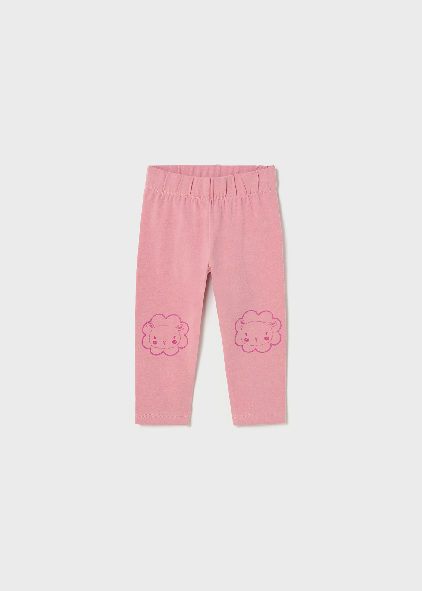 Leggings de bebê com joelheiras decoradas, feitas de algodão sustentável.