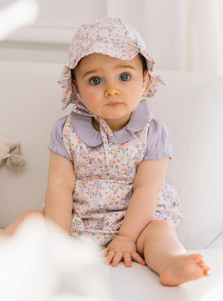 Chapeau en popeline blanc à imprimé fleurs