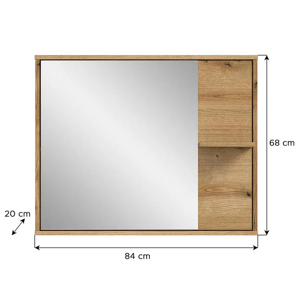 Hioshop Zeno spiegel bad 1 plank eiken decor