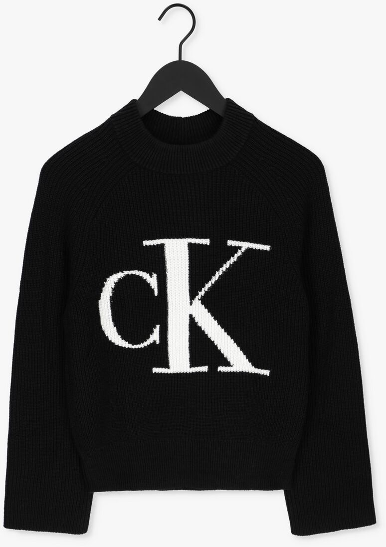 CALVIN KLEIN zwarte calvin klein trui blown up ck high neck sweater