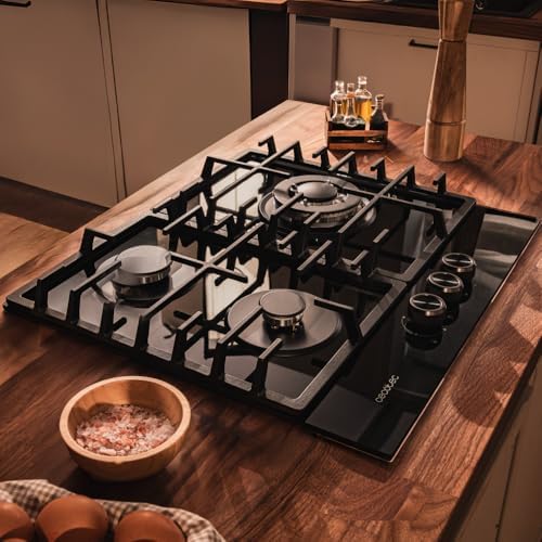 Cecotec Plaque à gaz Bolero Squad G 4200S Glass Black. Plaque à gaz avec 4 feux, finition verre noir, puissance 8000W, grilles individuelles et allumage électrique avec sécurité des vannes. : Cuisine et Maison