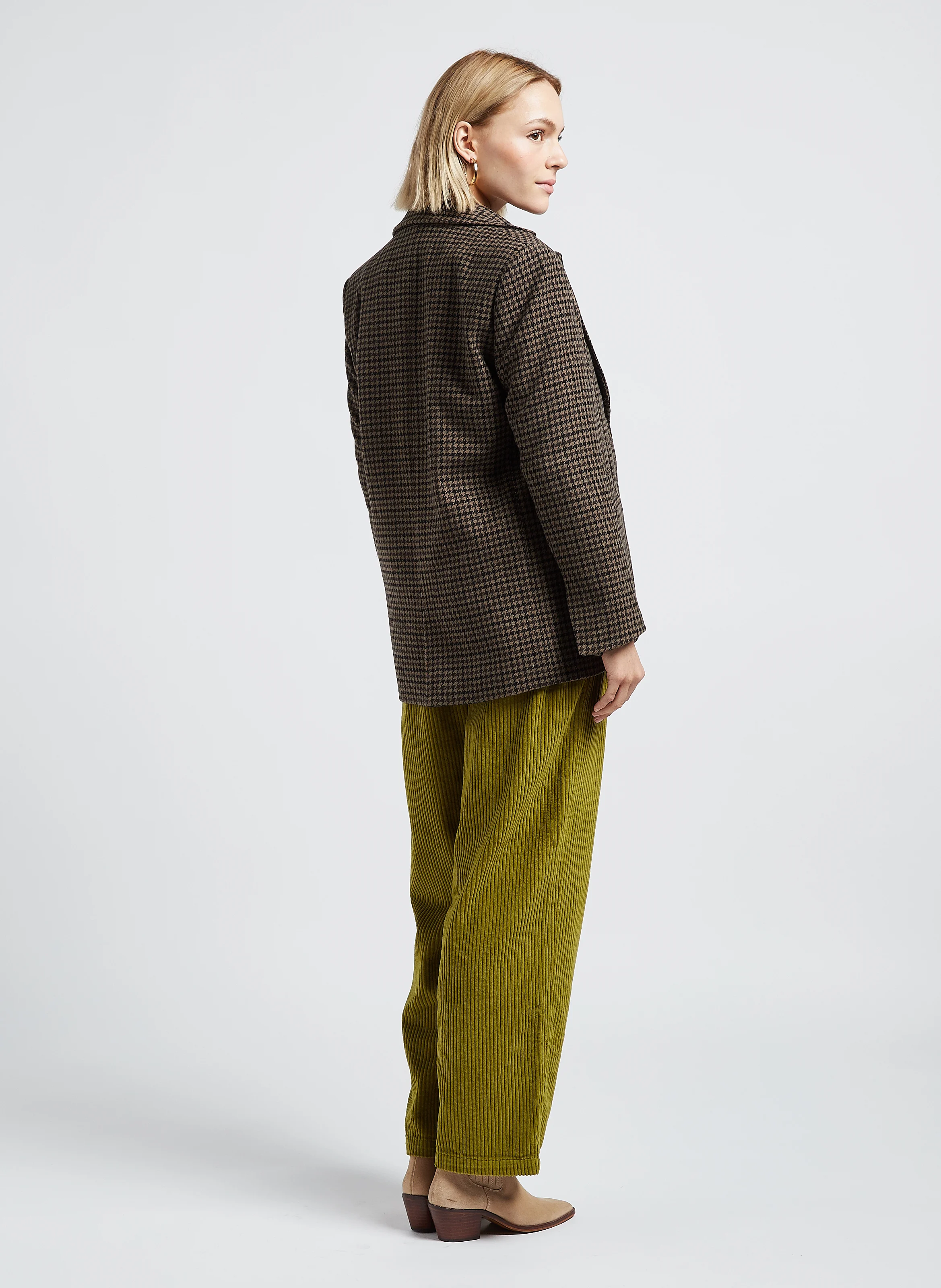 CAMERON - Pantalon droite en velours de coton côtelé| Vert