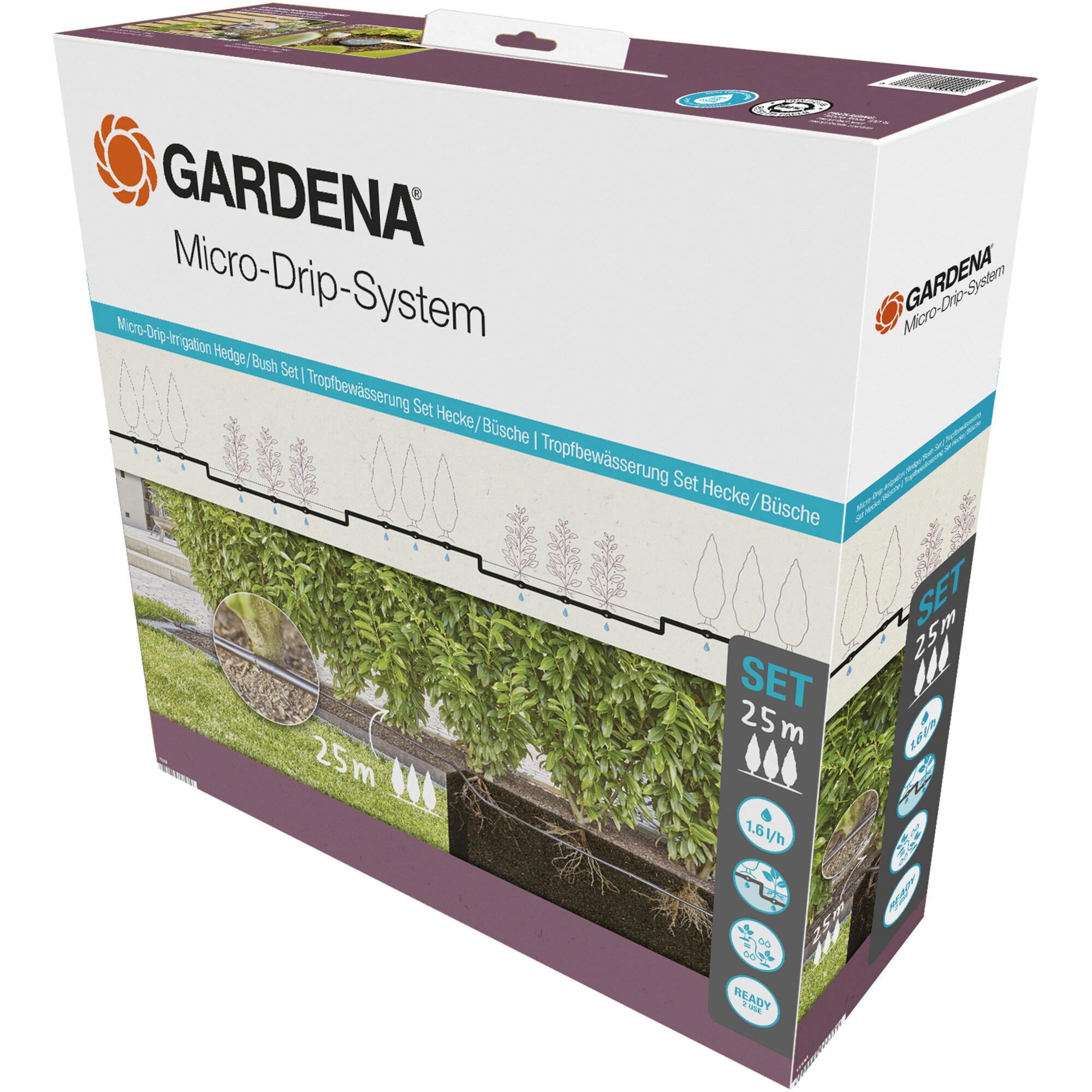 GARDENA Tropfer Micro-Drip-System Tropfrohr für Büsche/Hecken 1,6 l/h, 25 Meter