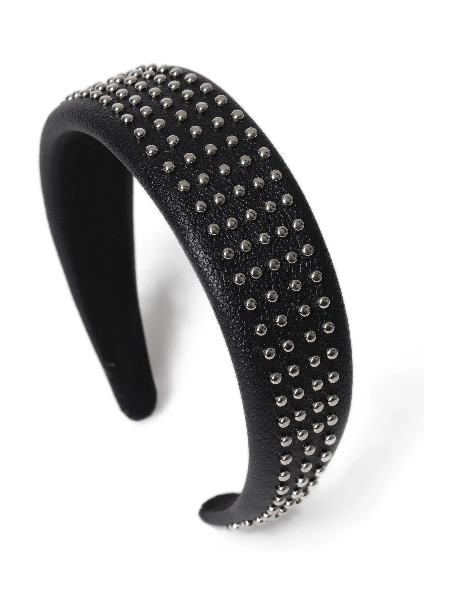 Aela Thick Studded Puff Black Headband
