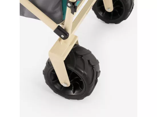 Chariot de plage camping 4 roues avec freins capacité 100kg toit GREEN
