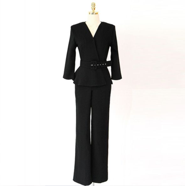 Cassidy - 3/4-mouw peplum jumpsuit