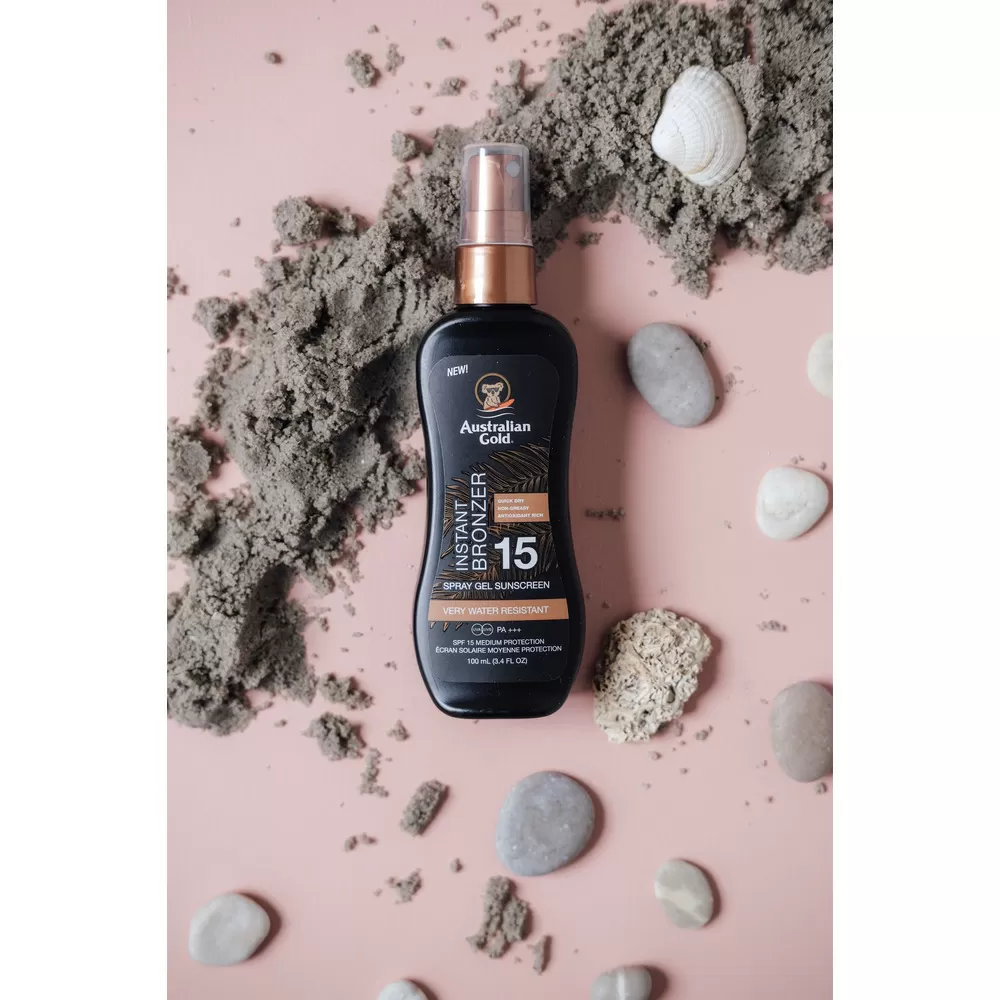 Australian Gold Instant Bronzer Sunscreen Spray Gel SPF15 - 100 ml.