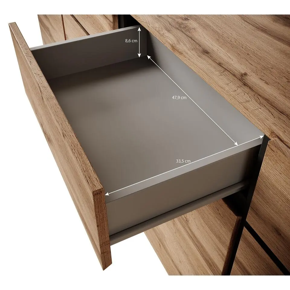 Meubella - Dressoir Cainan - Eiken - 225 cm