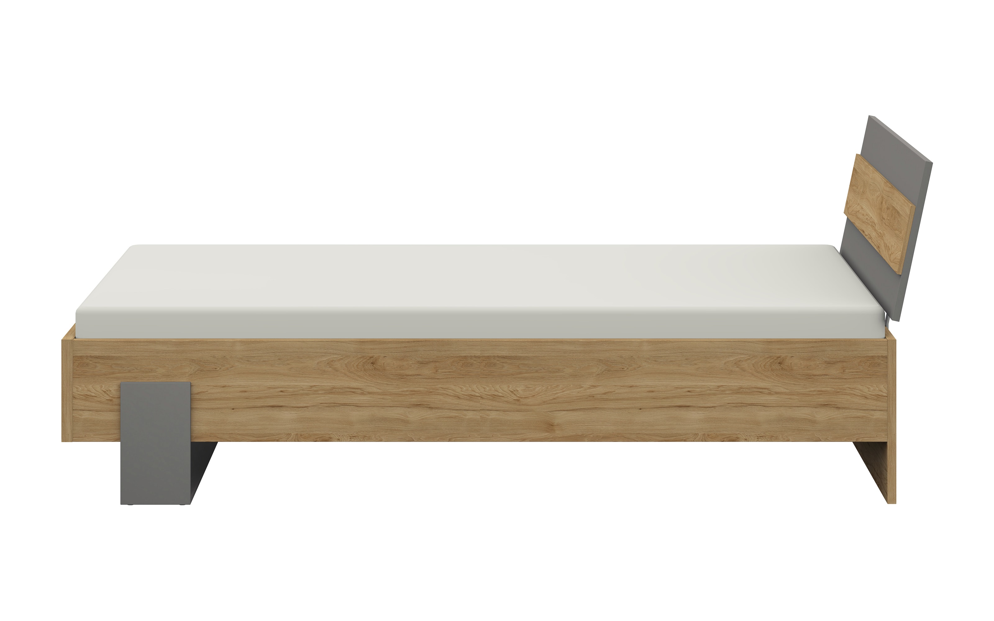 Bett clip, Eiche/grau, 120 x 200 cm