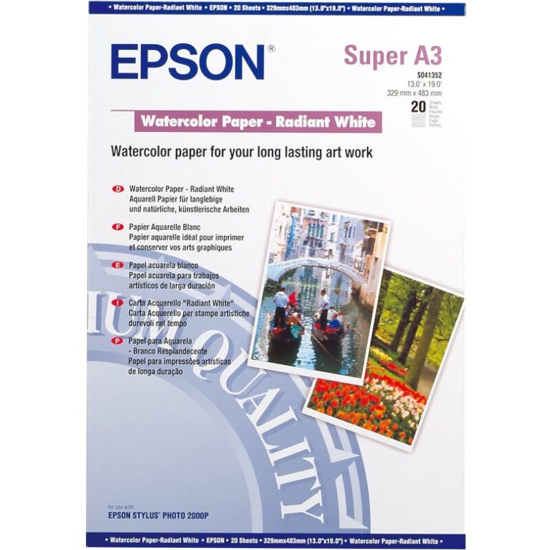 Epson Pap Aquarelle blanc A3+ (20f./190g)