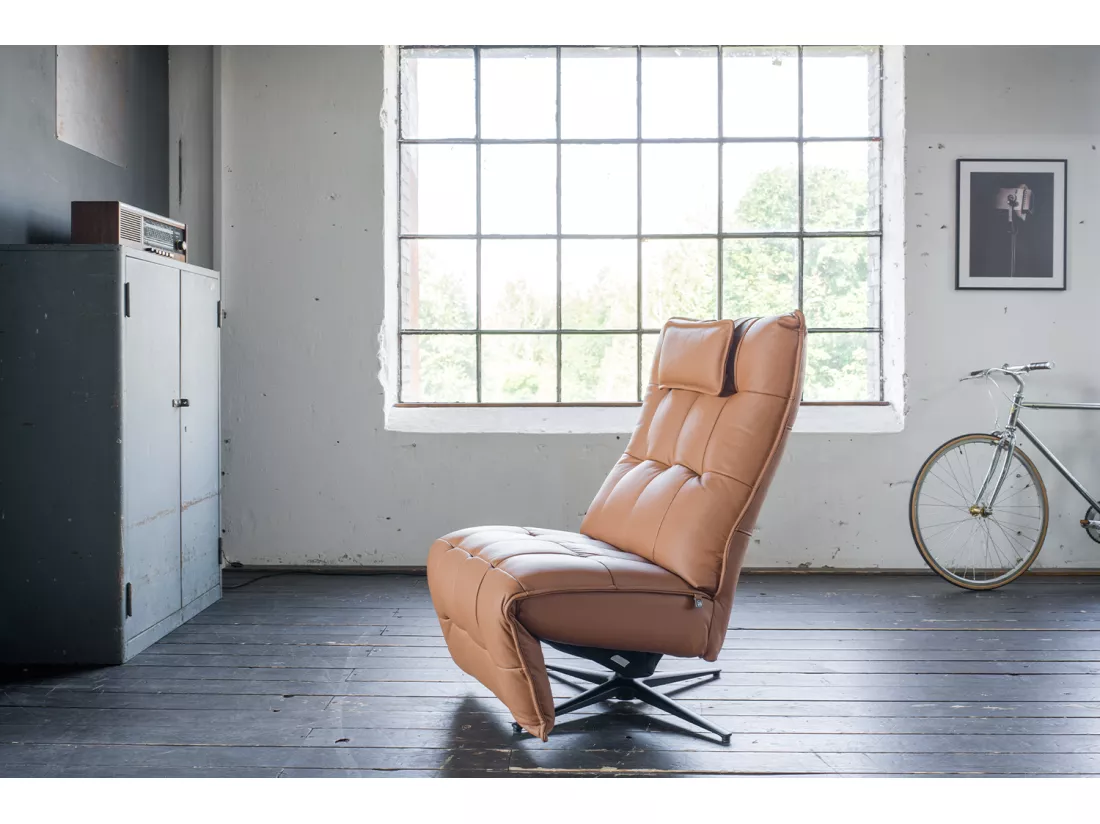 Fauteuil - marron cuir - MIKO