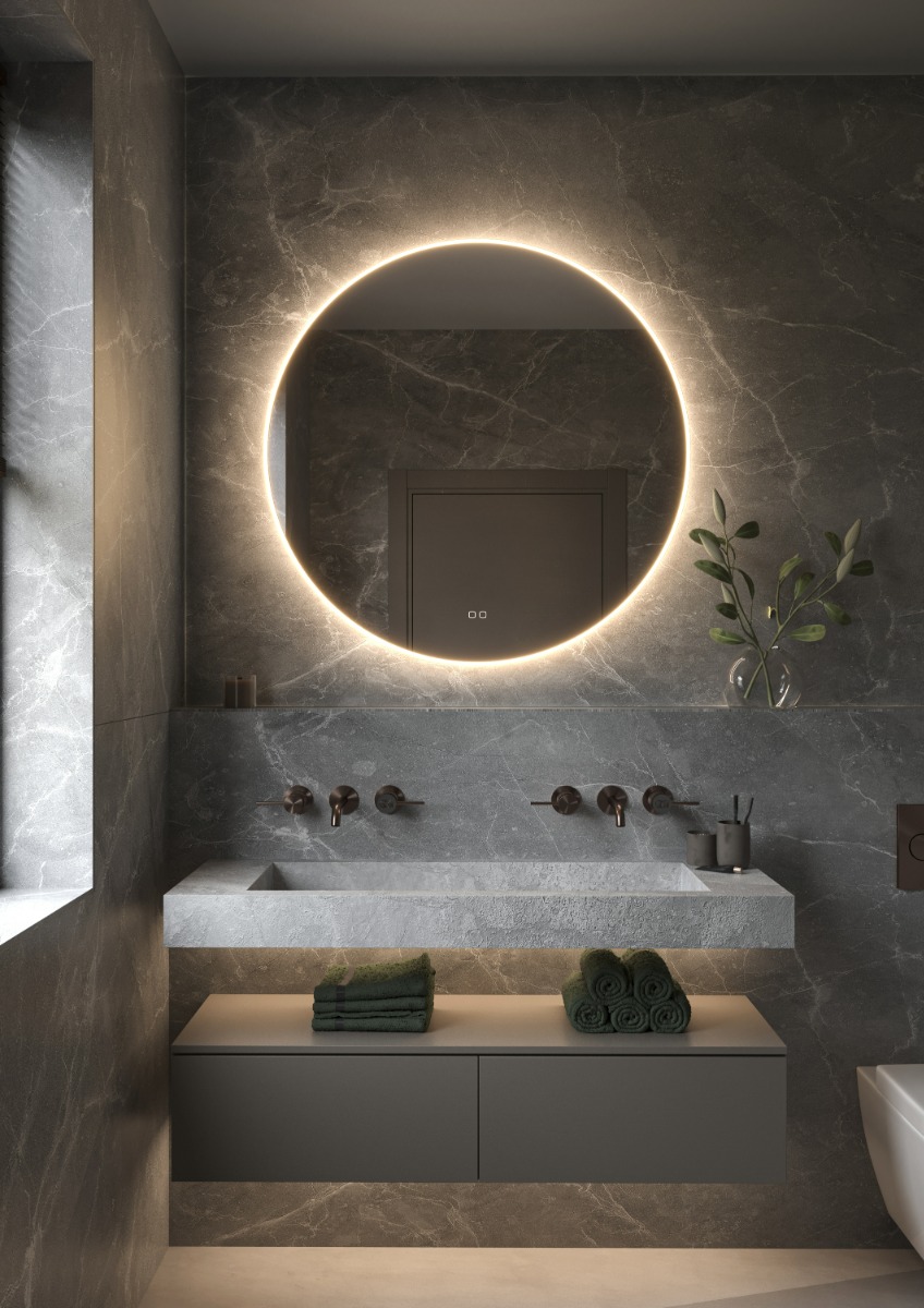 Hipp Design 013 Phantom spiegel brons met verlichting en verwarming 100x100cm