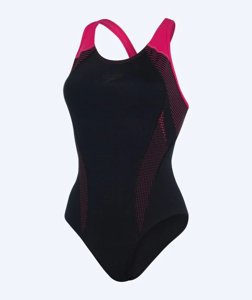 Speedo badedragt til damer - Placement Laneback - Sort/rød