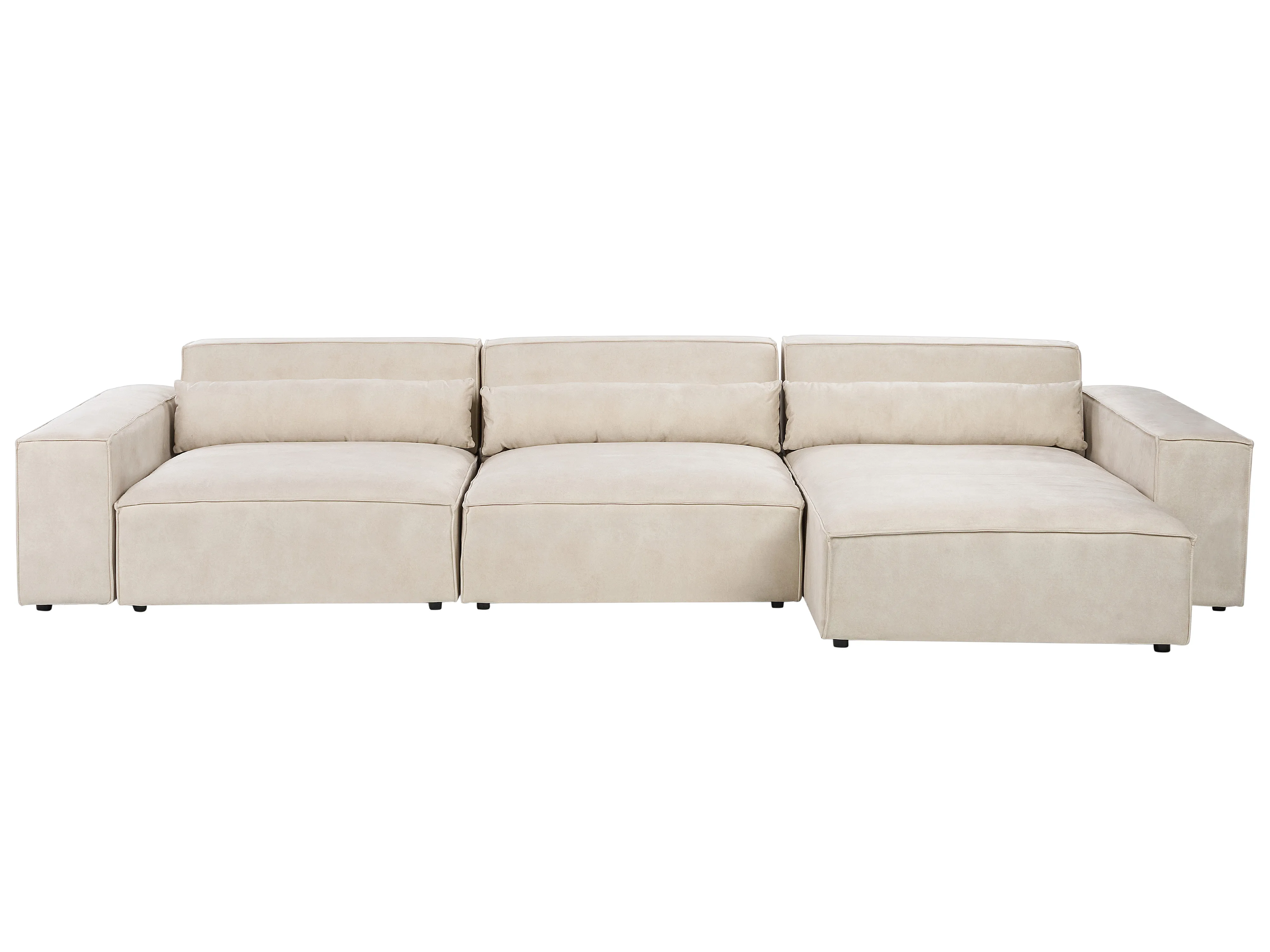 Modulaire hoekbank 3-zits HELLNAR Fluweel Lichtbeige linkszijdig