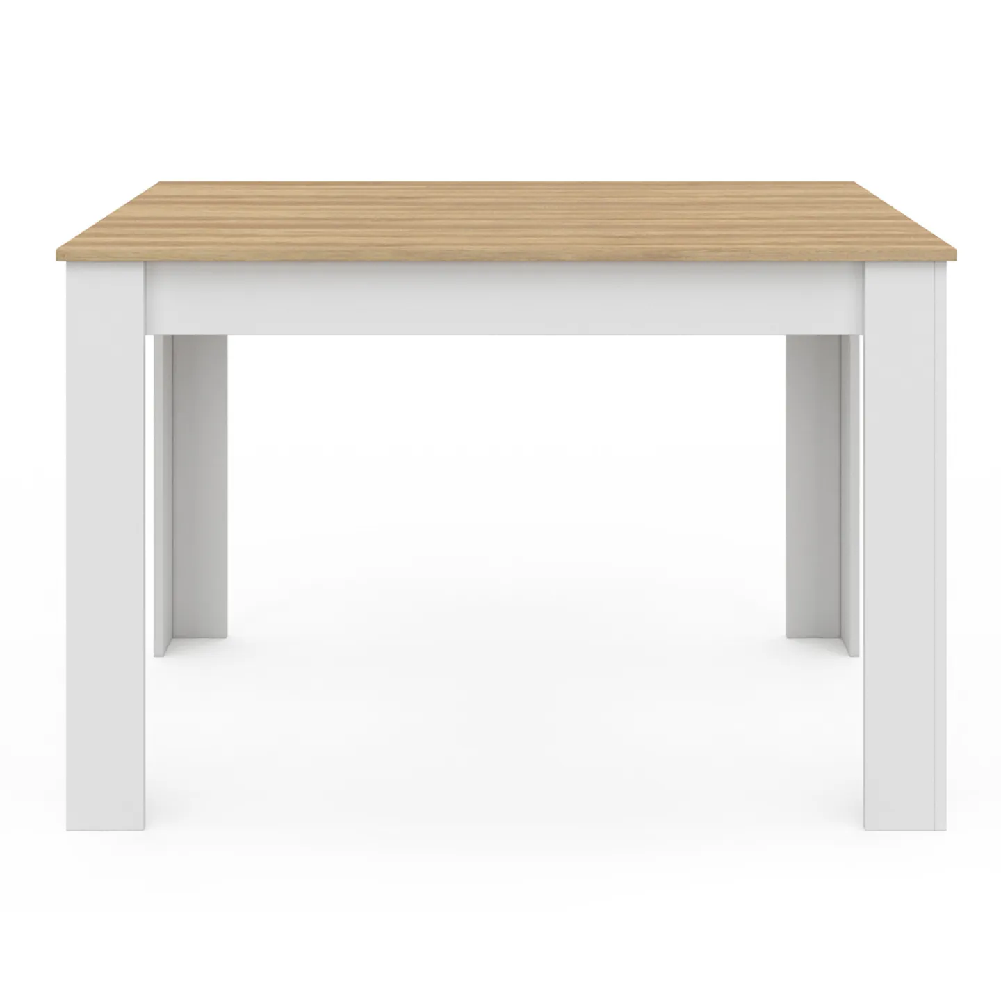 Table à manger rectangle ROZY 6 personnes blanc plateau façon hêtre 110 cm