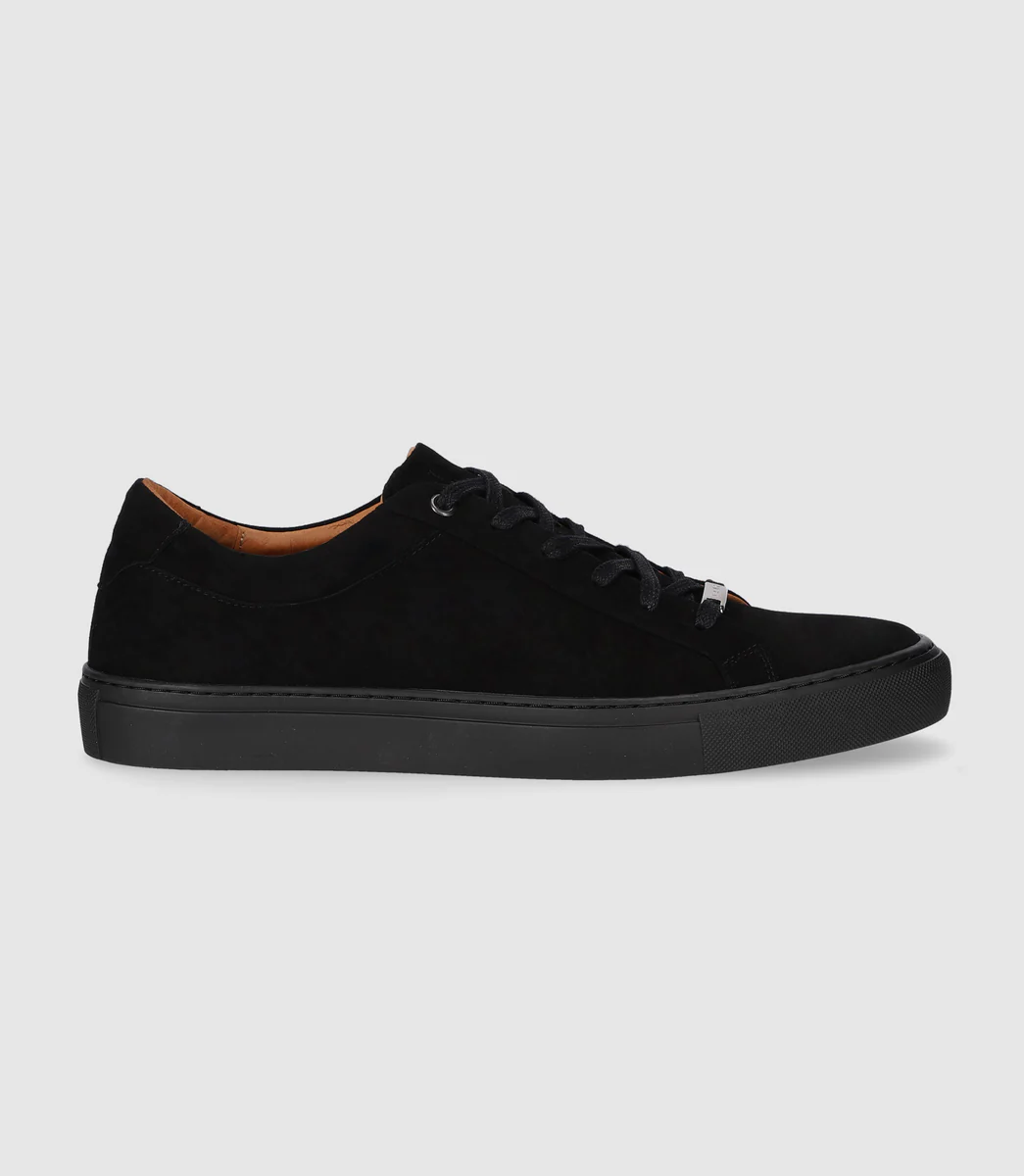 Sneakers basses en cuir noir OLGA