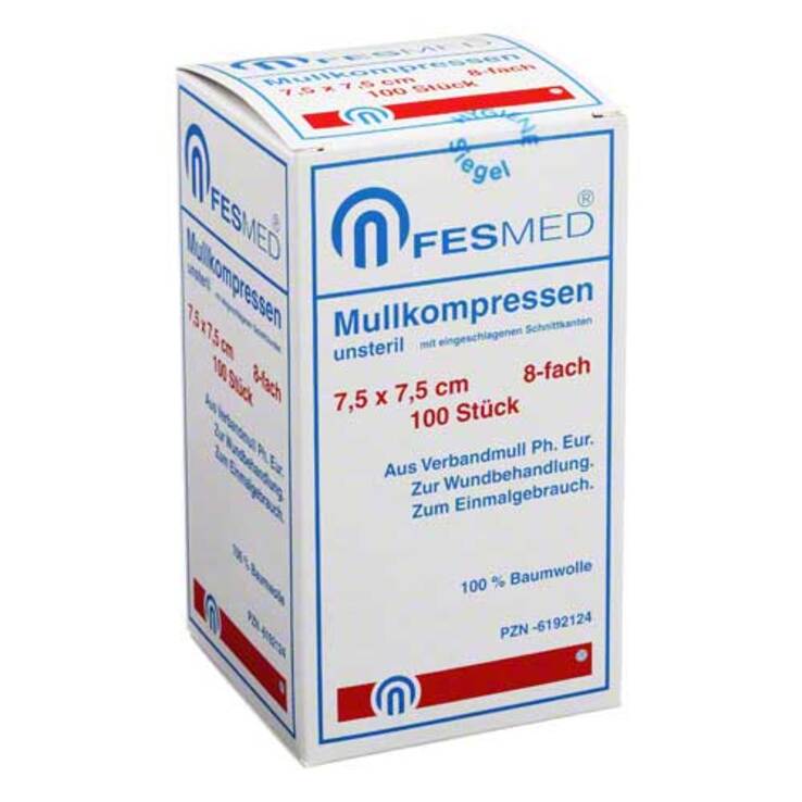 Mullkompressen ES 7,5x7,5 cm unsteril 8-fach, 100 St