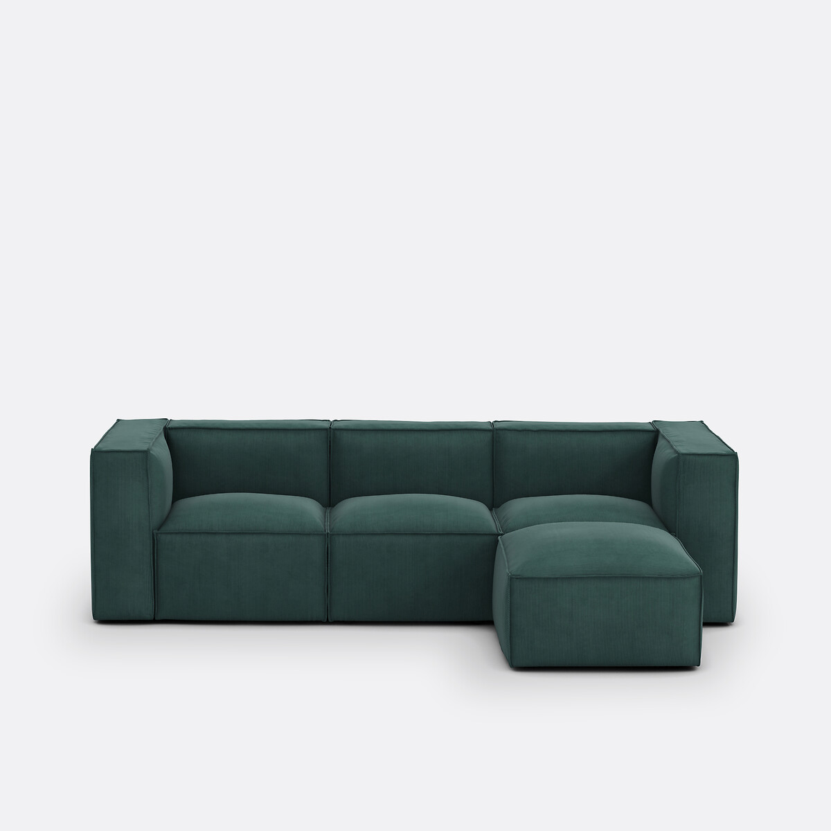 LA REDOUTE INTERIEURS<br>Sofá modular de 3 lugares e 1 pufe em veludo cotelê Seven
