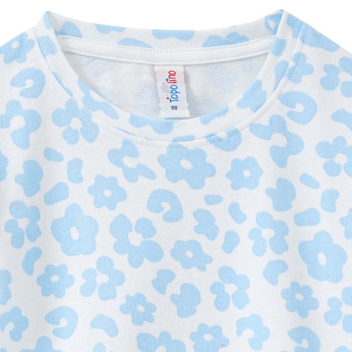 Topolino Mädchen Langarmshirt mit Volants hellblau / weiss
