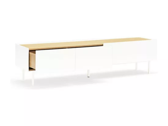 Arista - Meuble TV en bois 1 porte 2 tiroirs L180cm : Couleur - Blanc
