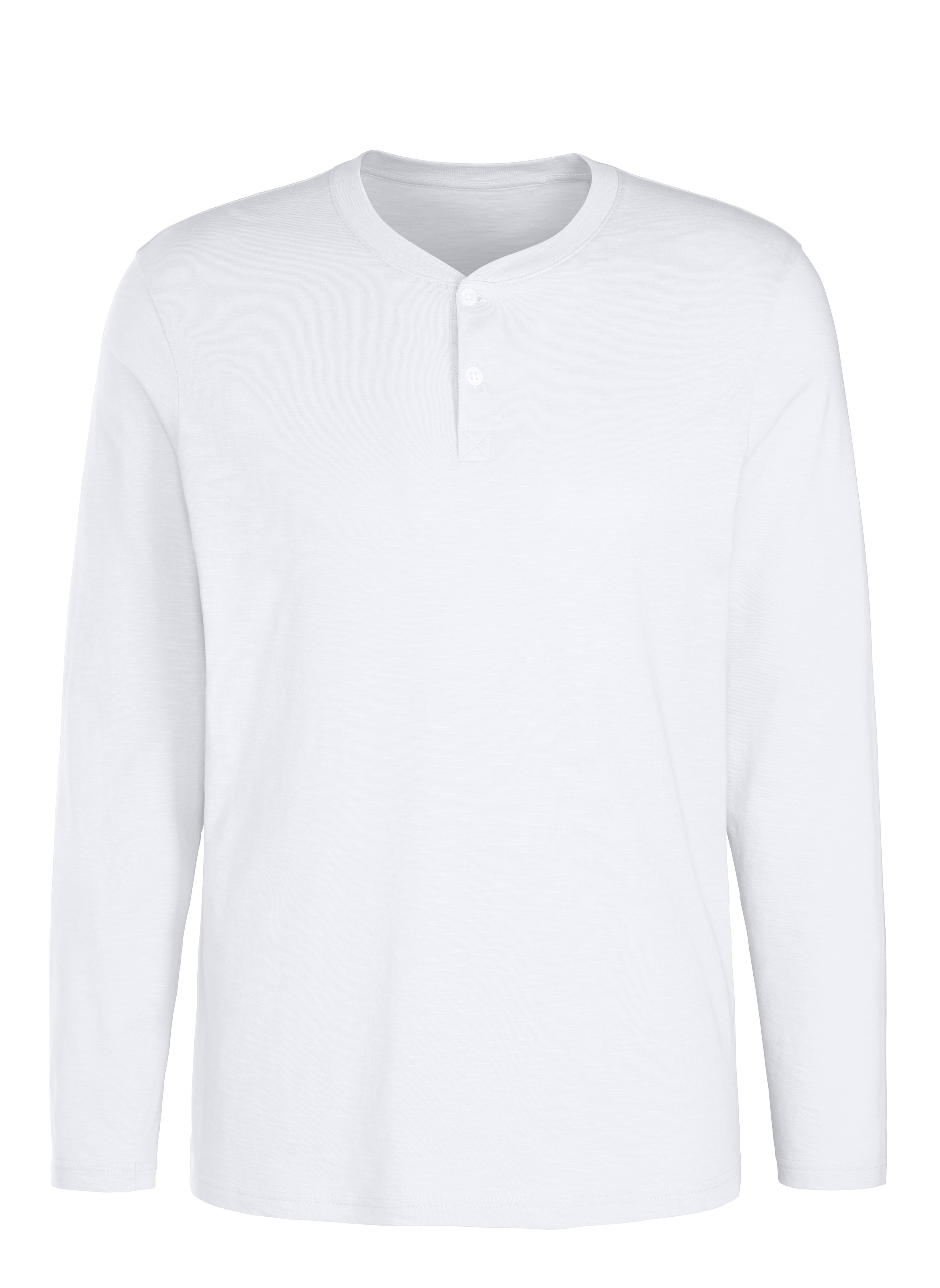 H.I.S Langarmshirt »- Henleyshirt langarm«, 2 Stk. Langarm, Shirt mit Knopfleiste aus strukturierter Baumwoll-Qualität