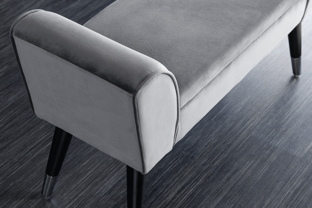 Design Sitzbank SCARLETT 90cm grau silber Samt